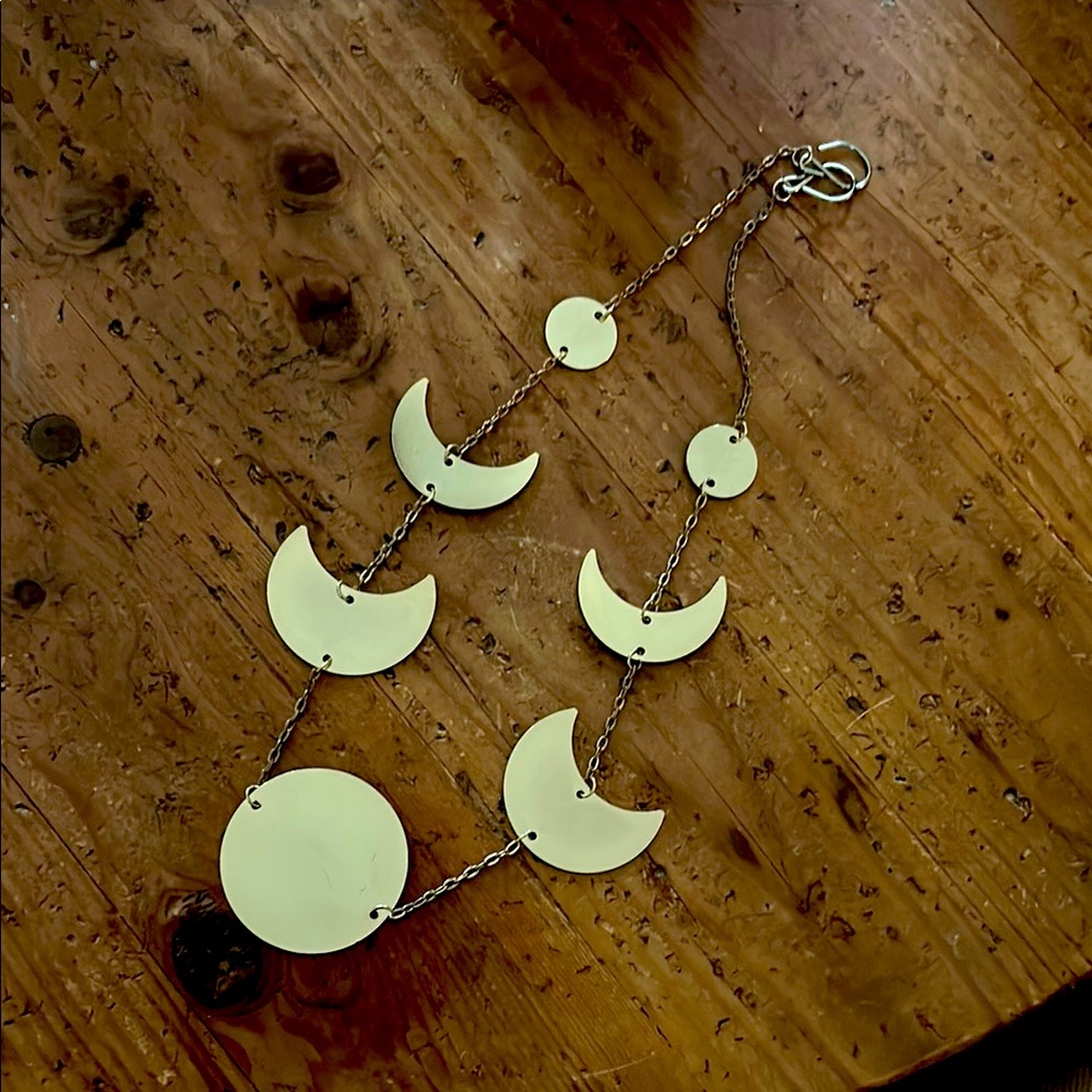 RARE VINTAGE Gold METAL Crescent Moon Necklace OR BELT